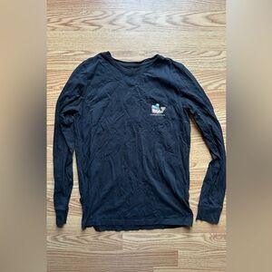 Vineyard Vines Women's Apres Ski Whale Pocket Black Long Sleeve Medium